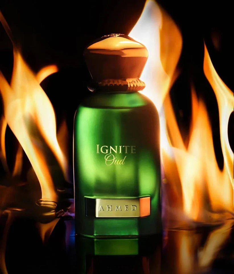 Ignite Oud by Ahmed Al Maghribi Bottle on Fire