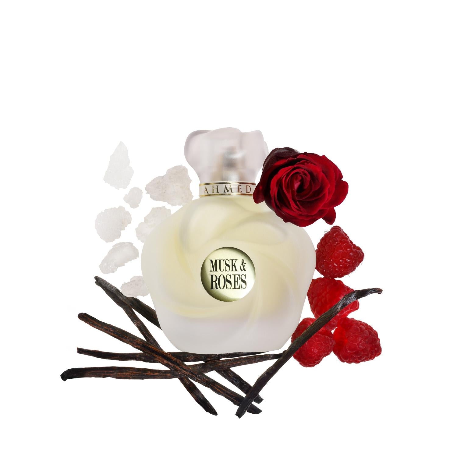 Musk & Roses 75ml EDP by Ahmed Al Maghribi Bottle & Ingredients