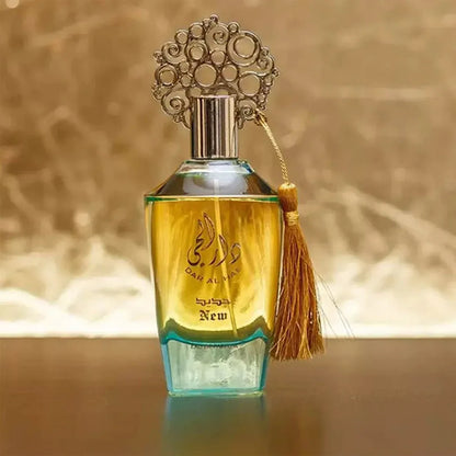 Dar Al Hae New 100ml fragrance – bottle on golden sand background
