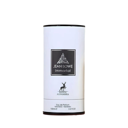 Jean Lowe Immortal 100ml fragrance – bottle and box alternative view